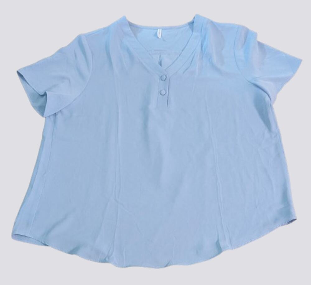 Anydoll Women's Blue Lightweight V-Neck Blouse - XL